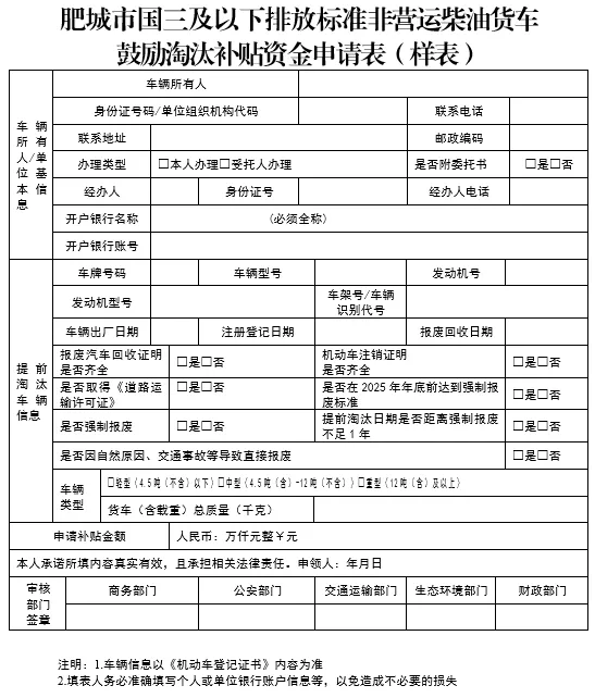 2024泰安肥城市國三及以下非營運(yùn)柴油貨車鼓勵淘汰政策